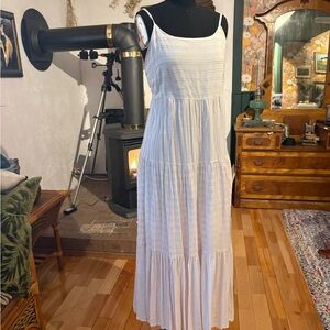 Dex White Tiered Spaghetti-Strap Maxi Dress